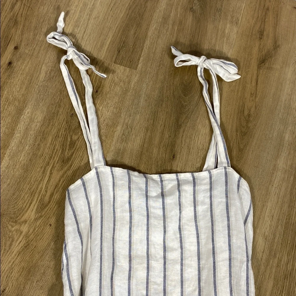 Reformation Elliot dress 100% Linen Striped Midi Dress Sleeveless - Picture 3 of 16